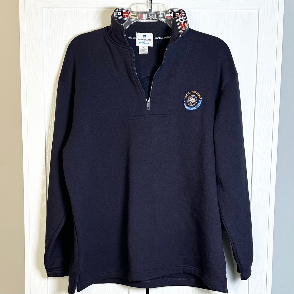 Norwegian Cruise Line Ocean Explorer Alaska Navy Quarter Zip Sweatshirt Mens XL